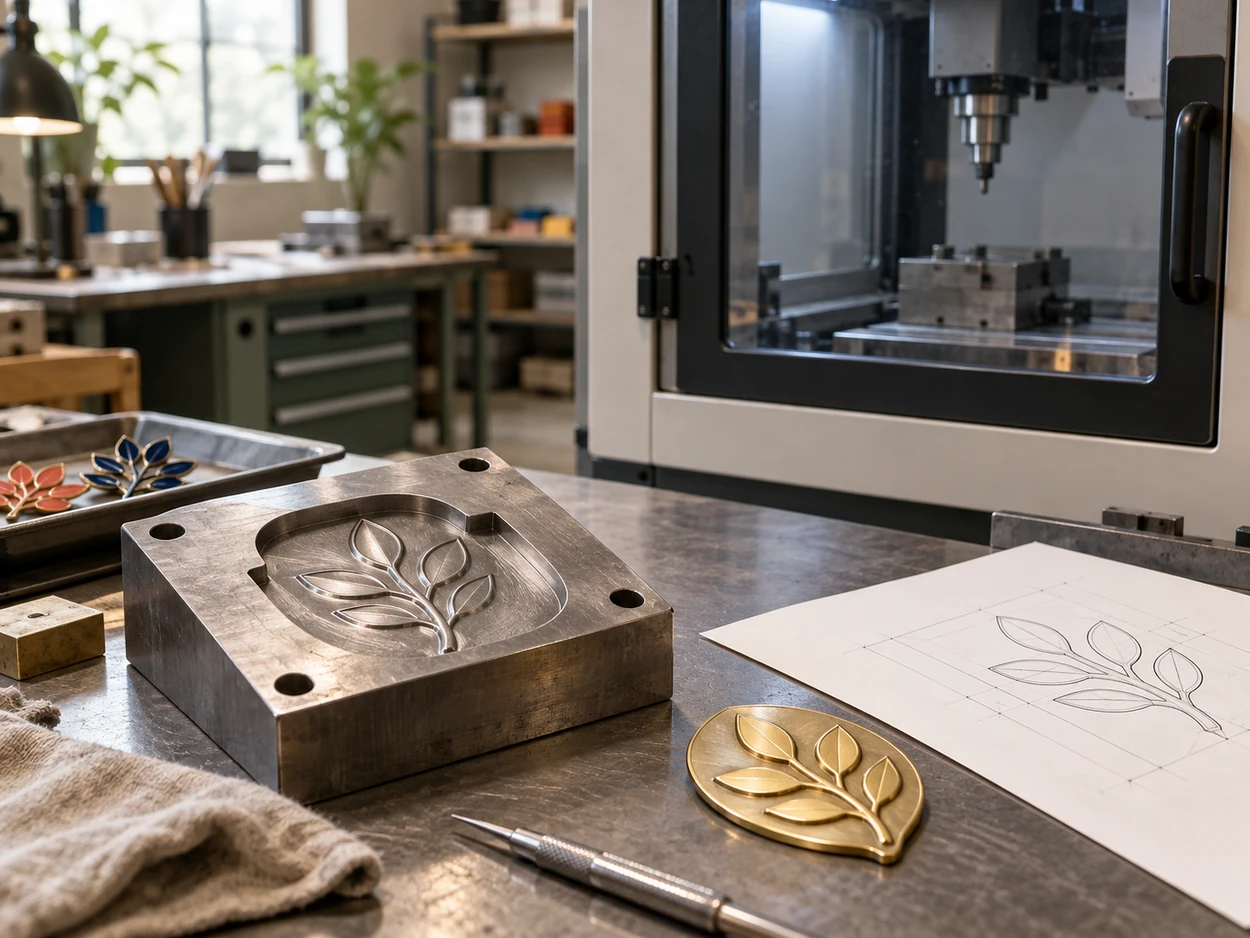 AI illustration: tooling for custom enamel products
