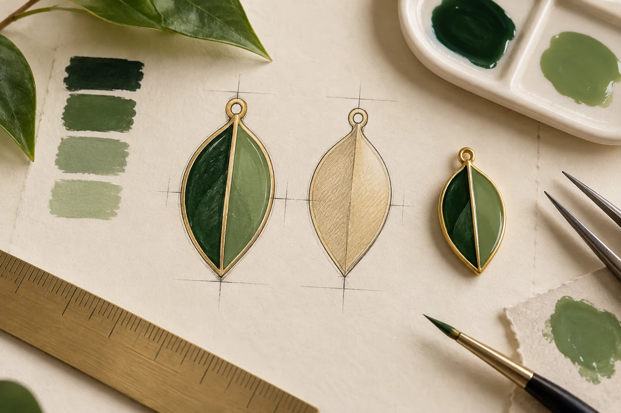 Illustrative leaf enamel product: design reference