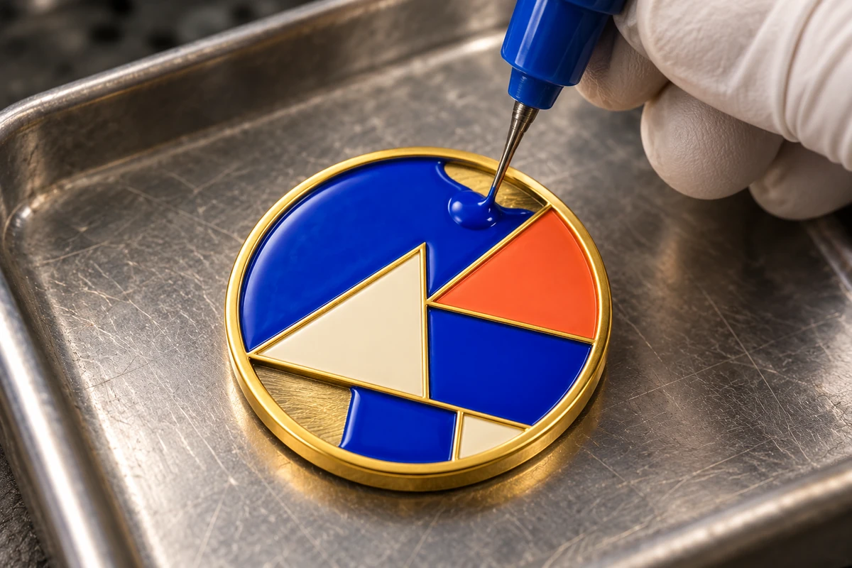 Illustrative blue enamel filling between metal boundaries