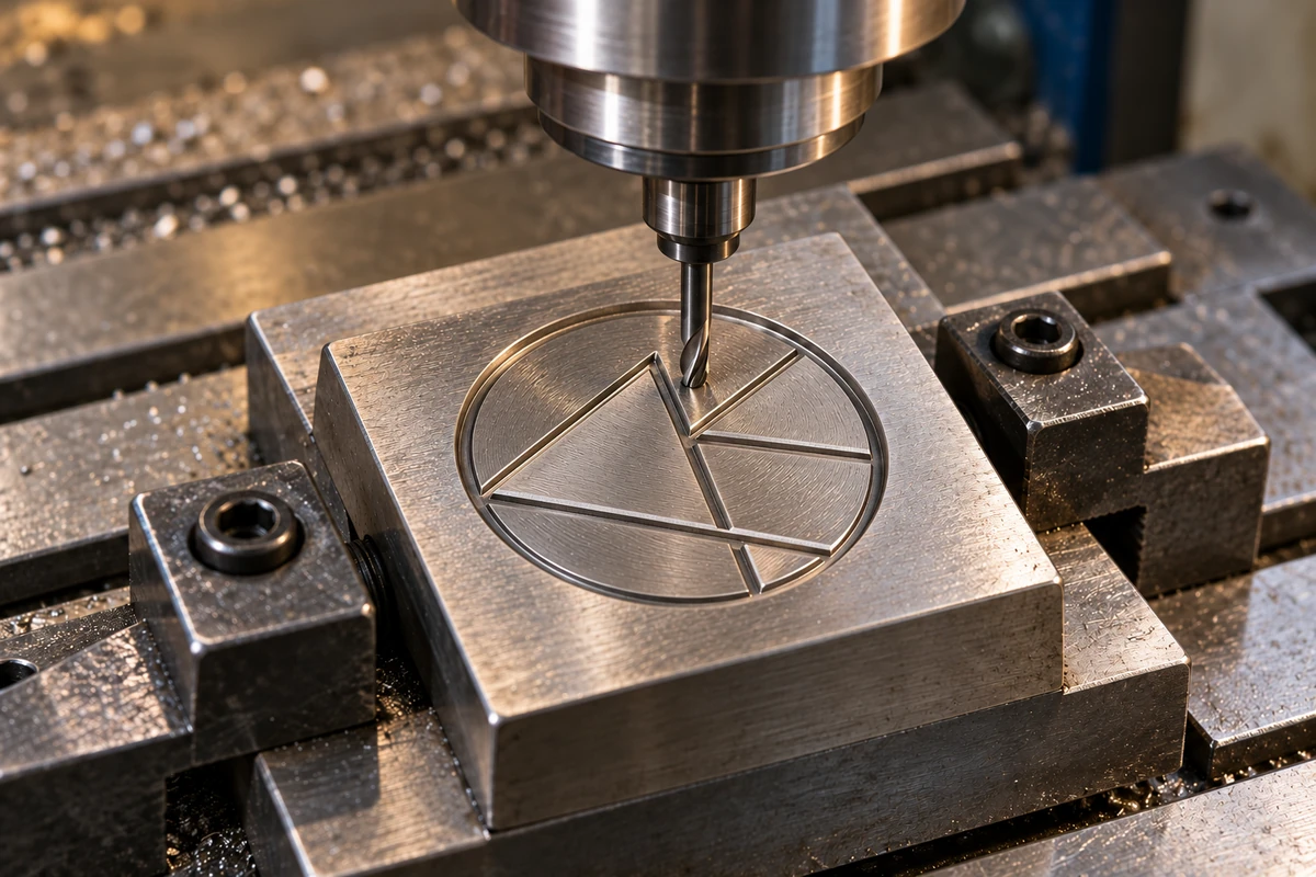 Illustrative machining of a mould for an enamel pin