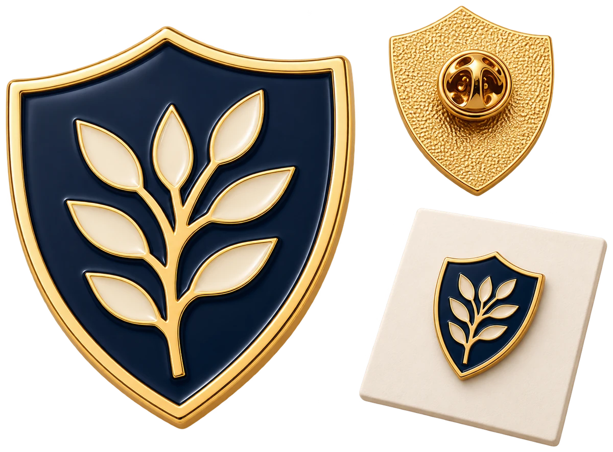 Illustrative organisation crest pins