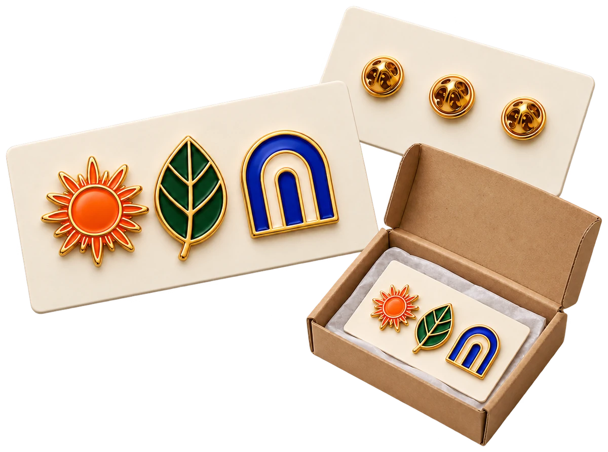 Branded three-pin set illustrative concept